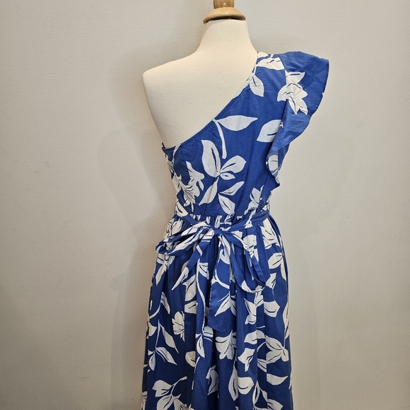 J. Crew Blue Floral One Shoulder Midi Dress Women's Size 12 NWT - Picture 12 of 13